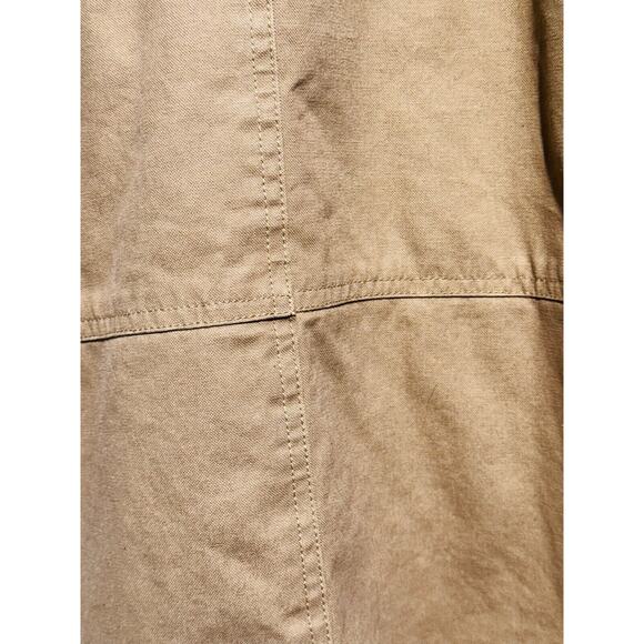 ST JOHNS BAY Men's XL Canvas Tan Flannel Lined Barn Chore Coat Leather Collar - Picture 14 of 15
